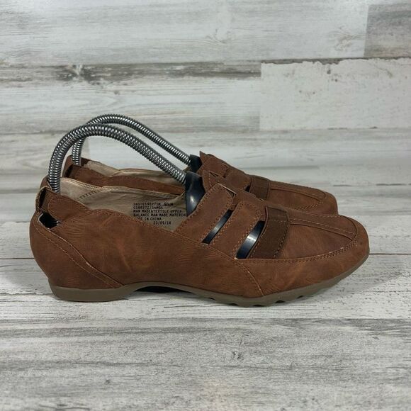 White Mountain Cliffs Samoa‎ Women's Tan Leather Slip On Flats Shoes Size 8.5 M - Picture 1 of 9